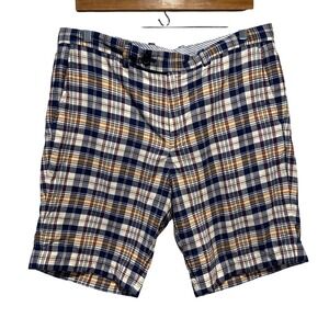 Brooks Brothers Plaid Shorts Mens 36 Blue Madras Cotton Preppy Summer Chino 9"